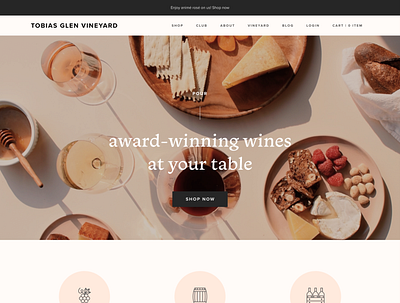 Tobias Glen Vineyard Website branding design