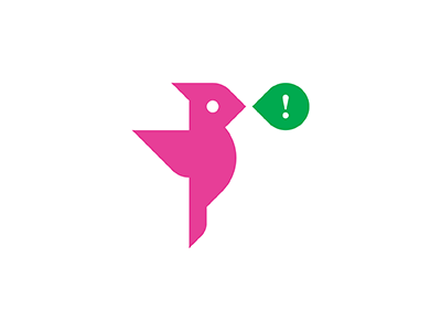 Mindpeck bird exclamation point logo