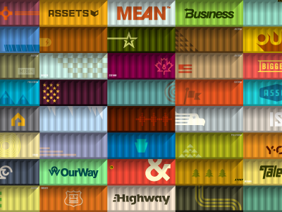 A Bazillion Containers color container logo vector