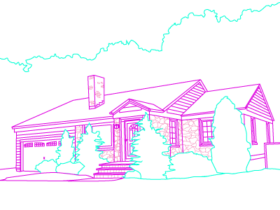Our House holiday house illustration