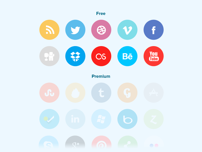 Flat social icon set download dribbble icon dropbox icon facebook icon freebie icons rss icon social icons twitter icon vimeo icon
