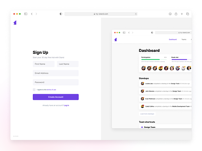 Stand - Sign Up form design form minimal sign up ui web