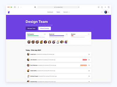 Stand - Team Page design minimal team ui