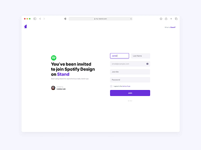 Stand - Join animation animation form minimal motion graphics ui web app