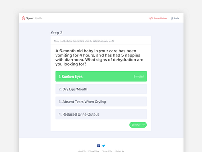 Spire Health - Question Selection app app website medical ui