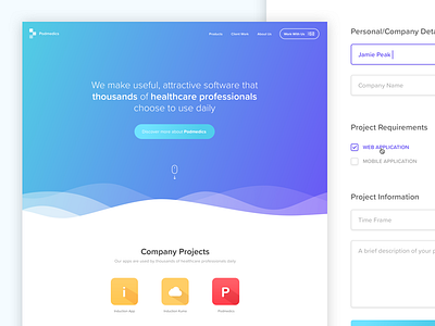 Podmedics Company Website buttons company gradients icons ui