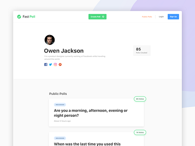 Fast Poll - Profile poll profile ui user profile web app