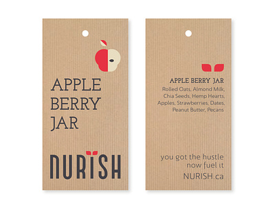 NURISH oatmeal jar hang tag brand identity breakfast food packaging hang tag kraft paper modern design scandinavian style