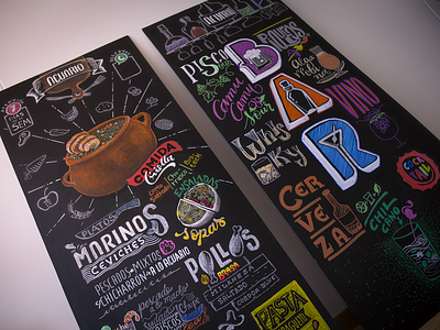 Blackboard Acuario chalk design food handmade lettering
