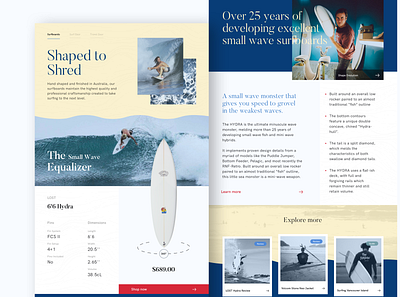 Surfboard Product Page app design ecommerce landing page product design typography ui ux web design website