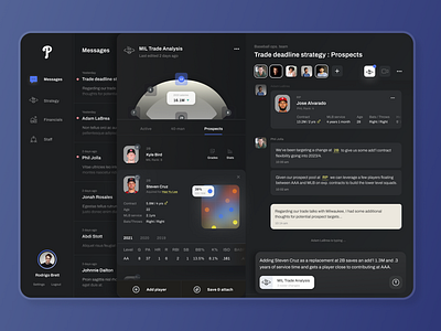 Messaging Tool - Baseball Lineup Workspace app baseball chat data design enterprise messaging product design tool ui utility ux widget worksheet workspace