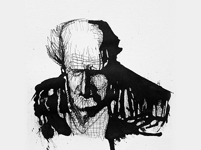 Old Man crosshatch dark illustration illustrations ink portrait weird