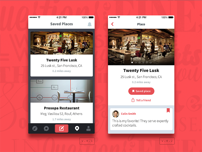 Locish App: Saved Places View locish mobile saved places app ux ui