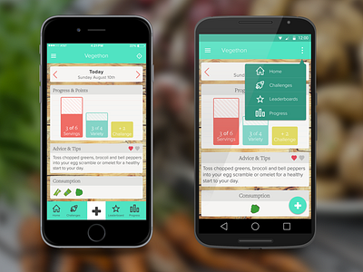 Vegethon - iOS to Android android conversion droid health interface ios iphone lifestyle stanford ui university vegetable