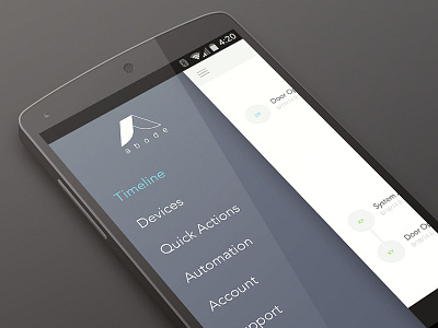 Abode Android Menu android app application basement blue grey interface menu nexus security simple ui