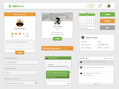 SafeDeliver UI Elements app clean dashboard delivery design interface startup ui ui elements ux web