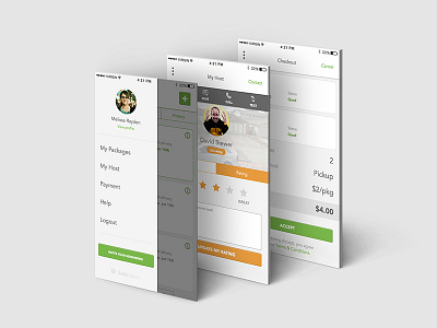 SafeDeliver Mobile Screens crowdsource delivery design interface ios iphone logistics mobile package ui