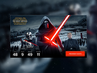 UI Element - Movie Countdown card dark ecommerce interface movie red star wars ui widget