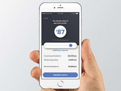 Control Your Premium discount insurance interface ios iphone mobile payment receipt slider ui