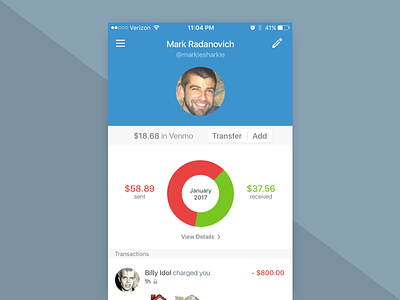 Daily UI 006 - Profile app daily design fintech interface ios iphone money profile ui venmo