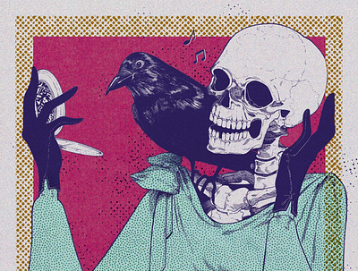 A Procrastinated Funeral crow digitalart illustration procreate skeleton