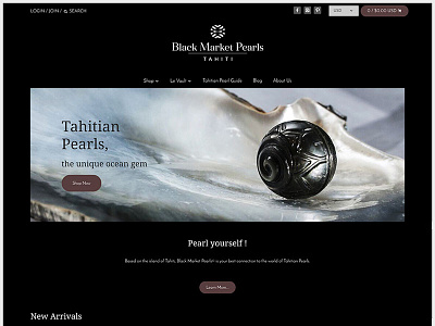 Black Market Pearls design ecommerce jewelry shopify webdesign webpage website
