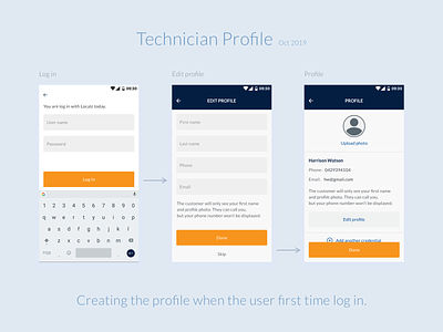 Technician profile features app design localz mobile app mobile app design mobile application technician technician profile ui ui design ux