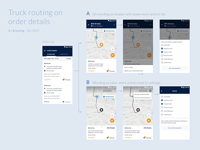 Truck Routing Concept A/B testing app design localz truck routing ui ui design ux