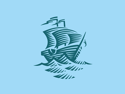 Sailboat dreams engraving logo sailboat sails sea ship storm yacht