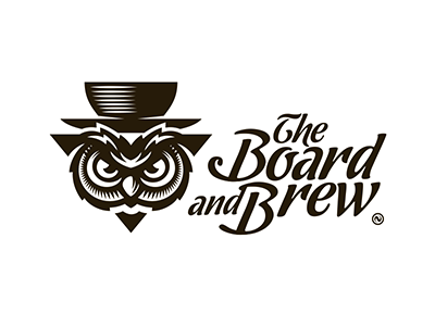 The Board And Brew animal bird board cafe game hat lettering logo owl