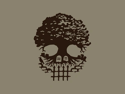 Death tree cemetery death graves illustration logo oak skull symbol tree