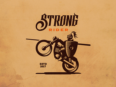 Strong rider bike emblem illustration knight logo mark motorcycle restaurant rider