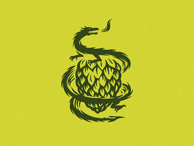 Hop Dragon logo beer brand craft dragon emblem hop illustration logo snake
