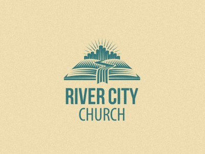 River City Church bible book bookmark church city logo mark river unused