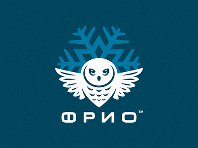 Frio animal illustration logo mark owl snow snowflake