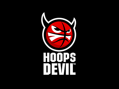 Hoops Devil ball basketball devil face logo mark smile