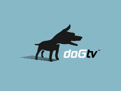 Dog TV animal dog hand logo mark tv
