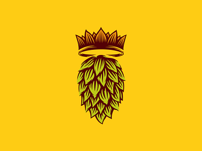 Hop king logo bar beer brand crown hop illustration king logo mark nagualdesign