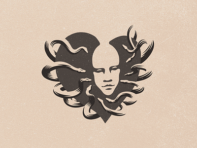 Snakes queen face head heart illustration lady logo nagualdesign snakes woman