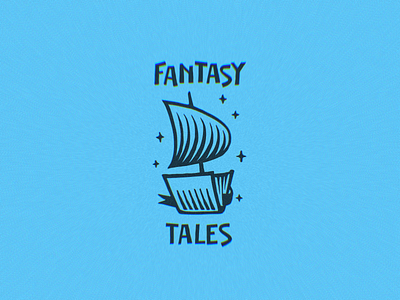 Fantasy tales logo book branding fantasy flying kids nagual design ship stars tales