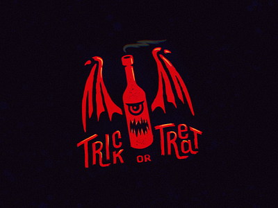Trick or Treat bat bottle for sale halloween illustration logo mark