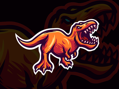 T-rex mascot brand dino dinosaur logo mark mascot nagual design sport t rex