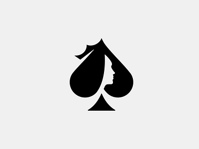 Ace of spades queen logo ace branding logo nagual design negative space peak queen spades woman