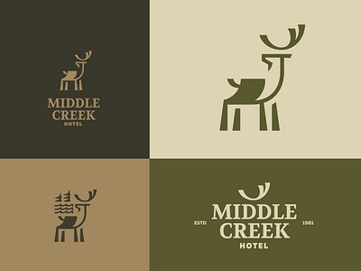 Middle Creek Hotel Logo animal brand branding deer for sale horn hotel logo middle creek nagual design