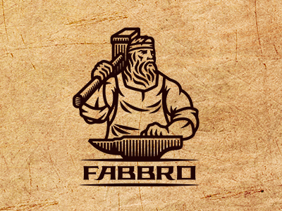 Fabbro anvil beard blacksmith hammer logo man master power