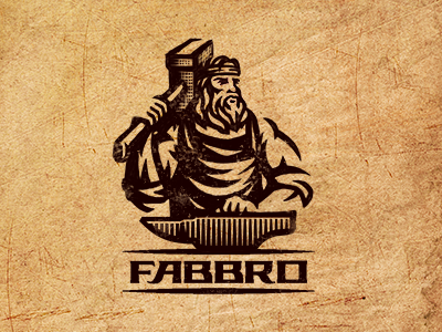 Fabbro anvil beard blacksmith hammer logo man master power