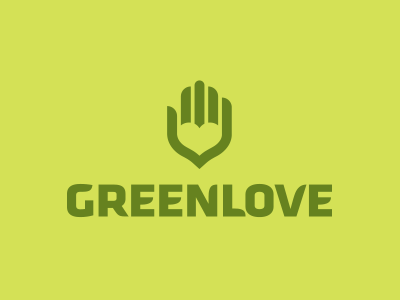 GreenLove ecology green hand heart love negative space