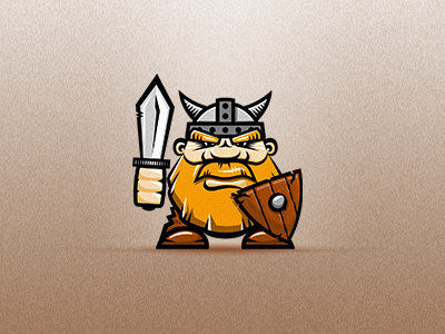 VIKING beard character fighter logo man shield sword viking warrior