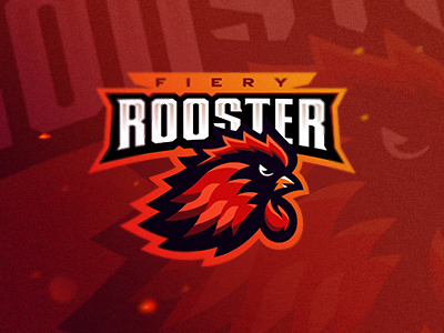 Fiery Rooster bird cock emblem fiery fire flame rooster sport