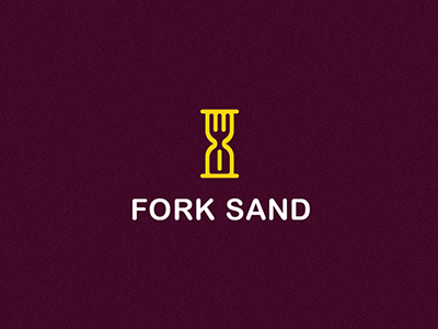 Fork Sand fork hourglass logo negative space sand